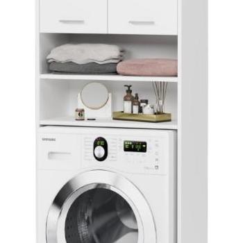 Mosógépszekrény tárolóhelyekkel fehér kép