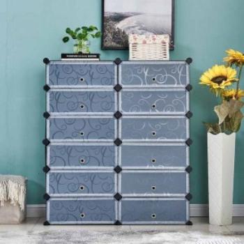 Műanyag elemes cipőtároló szekrény - fekete kép