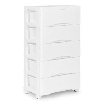 Műanyag tároló polc 5 fiókos - fehér kép