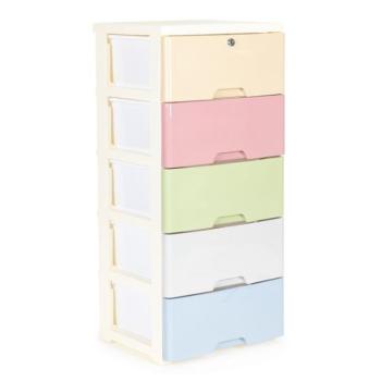 Műanyag tároló polc 5 fiókos - pasztell színben kép