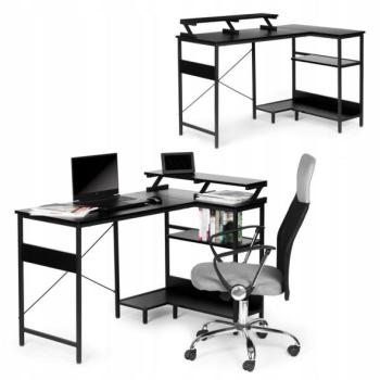 Multifunkcionális sarokasztal - fekete kép