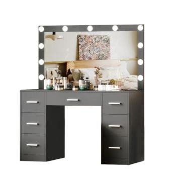 Nagy fésülködőasztal világítással 80 x 40 x 110cm fekete kép