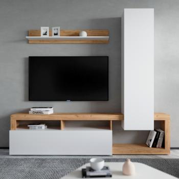 Nappali fal, fehér/arany craft tölgy, MIMA kép