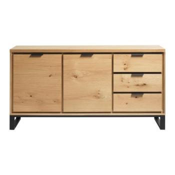 Natúr színű alacsony komód tölgyfa dekorral 160x83 cm Livorno – Unique Furniture kép