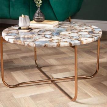 NOBLE kék-arany fém dohányzóasztal 62cm kép