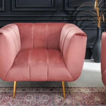 NOBLESSE rózsaszín bársony fotel kép