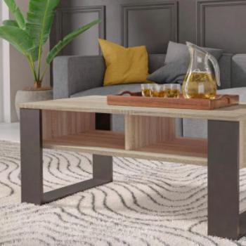 Odell MIX 2P dohányzóasztal, 90x50x58 cm, sonoma-fekete kép