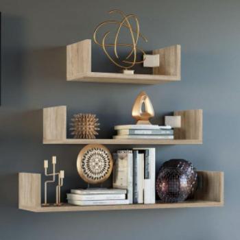 Odell Mobi 3P fali polc (3db), 80/60/40x14x20 cm, sonoma kép