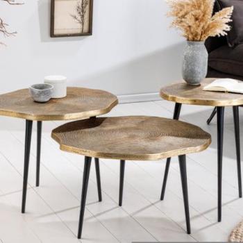 ORGANIC 3 részes arany alumínium dohányzóasztal kép