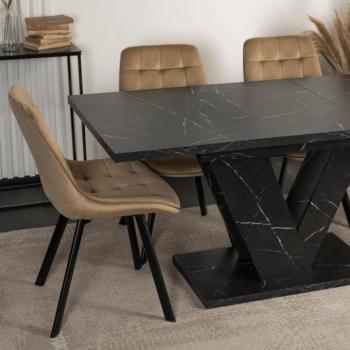 Összecsukható étkezőasztal CLARK - fekete márvány, 120-160 cm kép