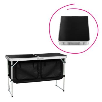 Összecsukható kempingasztal rendszerezővel, 120 cm, alumínium/MDF, KEPI TYP 3 kép