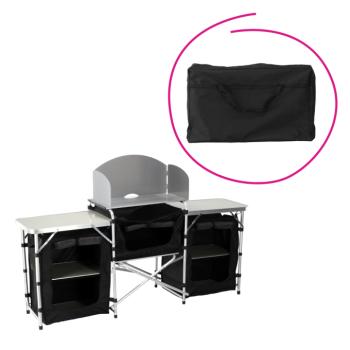 Összecsukható kempingkonyha, fekete/bézs/ezüst, GAFNA kép