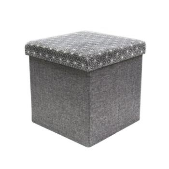 Összecsukható tárolós puff, szövet mintával 38x38 cm, szürke - ETOILE kép
