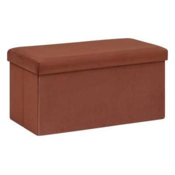 Összehajtható tárolós pad, bársony 76x38 cm, terrakotta – MONCHOU kép