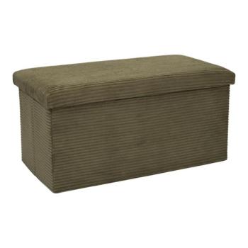 Összehajtható tárolós pad, kordbársony 76x38 cm, olivazöld - CHERANCE kép