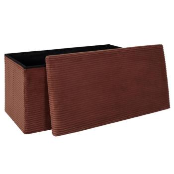 Összehajtható tárolós pad, kordbársony 76x38 cm, terrakotta - CLOE kép