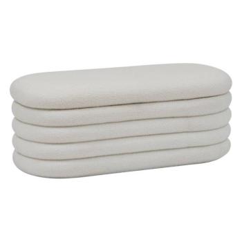 Pad tároló résszel 110 cm, buklé szövet, fehér - CHENILLE kép