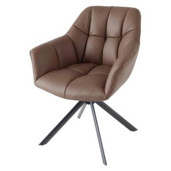 PAPILLON barna-fekete bőr karfás forgószék kép