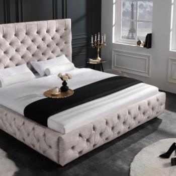 PARIS bézs bársony ágy 180x200cm kép