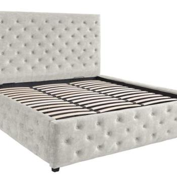 PARIS CHESTERFIELD bézs bársony ágy 180x200 cm kép