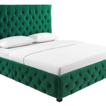 PARIS CHESTERFIELD sötétzöld bársony ágy 180x200cm kép