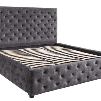 PARIS CHESTERFIELD szürke bársony ágy 180x200 cm kép