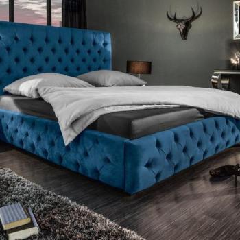 PARIS kék bársony ágy 180x200cm kép