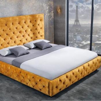 PARIS mustársárga bársony franciaágy 180x200cm kép