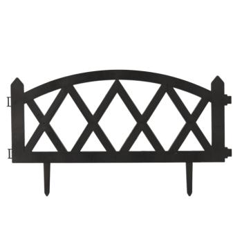 Pázsitszegély/kerti kerítés, 4 db-os szett, fekete műanyag, GAFUR kép