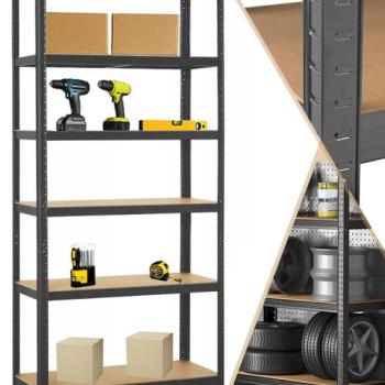 Polc szürke 6 polccal 200 x 90 x 40 cm kép