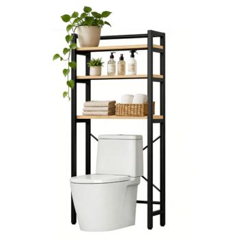 Polcállvány WC fölé, tölgy natural/fekete, BALRAM kép