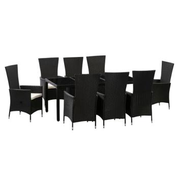 Polirattan kerti bútor Rimini Plus fekete, sötétszürke párnákkal kép
