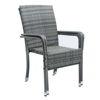 Polirattan kerti székek Yoro Set, 2 egymásra rakható szék karfával - szürke márvány kép
