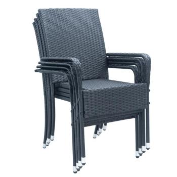 Polirattan Yoro kerti székek karfával, 4 db fekete kép