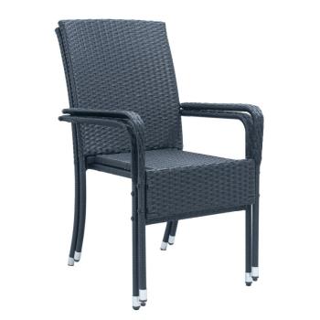 Polyrattan kerti székek Yoro Set, 2 egymásra rakható szék karfával - fekete márvány kép