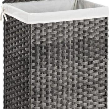 Polyrattan szennyeskosár - Songmics - 90 L (szürke) kép