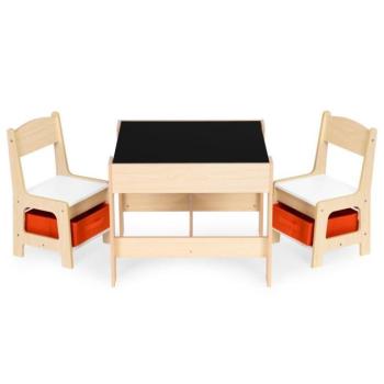 Praktikus 2in1 gyermekasztal két székkel és tárolóhellyel barna kép