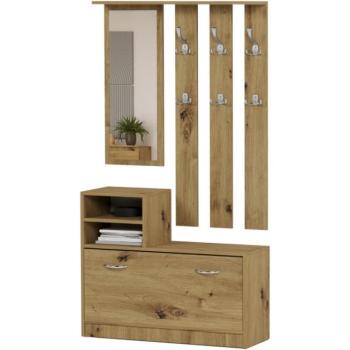 Praktikus előszobai szekrény tükörrel és cipőtartóval 90 x 160 cm artisan kép