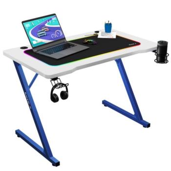 Praktikus fehér HERO 1.8 gameer asztal kék konstrukcióval kép
