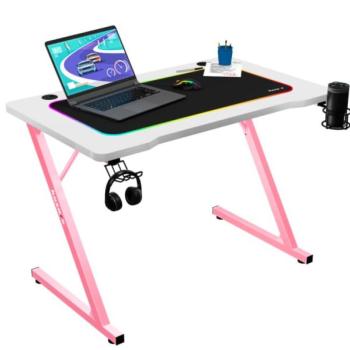 Praktikus fehér HERO 1.8 játékasztal rózsaszín konstrukcióval kép