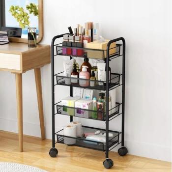 Praktikus kerekes polc 4 kosárral - fekete kép