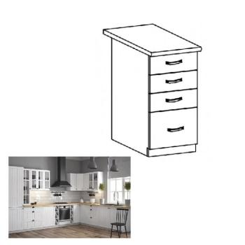 PROVANCE fehér mdf fiókos alsó konyhaszekrény 40cm kép