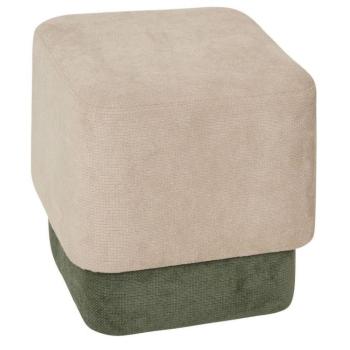 Puff szett 2 darabos, chenille szövet 42,5x29,5 cm, krém és zöld - IMBRIQUE kép
