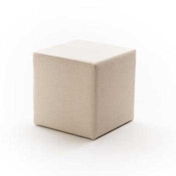 Puff, szögletes, szövet, krémszínű kép