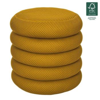 Puff, tárolórésszel, poliészter, mustársárga - RUCHE kép