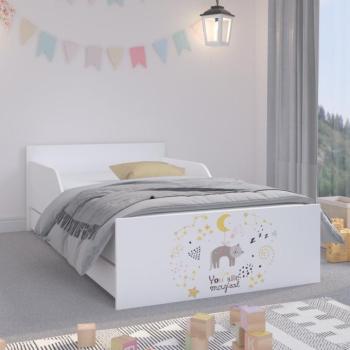 PUFI Fehér gyerekágy 160 x 80 cm - Cica és csillagok kép