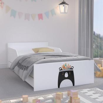 PUFI Fehér gyerekágy 180 x 90 cm - Fekete indián maci kép
