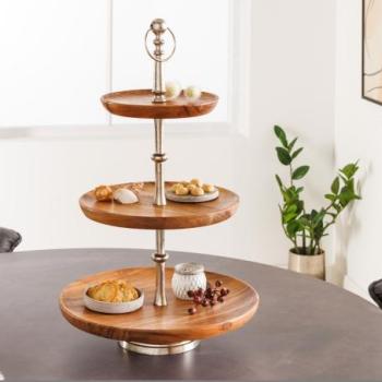 PURE NATUR 3 részes barna akácfa tortatartó kép