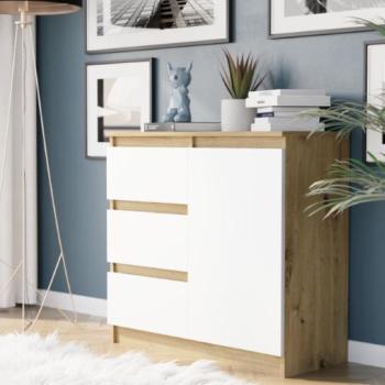 R-80-S3 fiókos komód 80 cm-es fiókokkal - különböző színváltozatokban artisan mix fehér kép