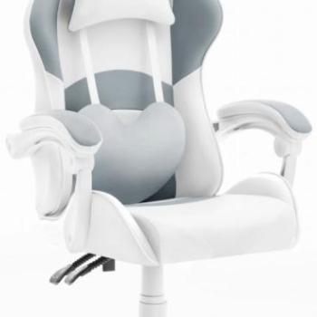 RAINBOW Gamer szék - fehér-szürke kép